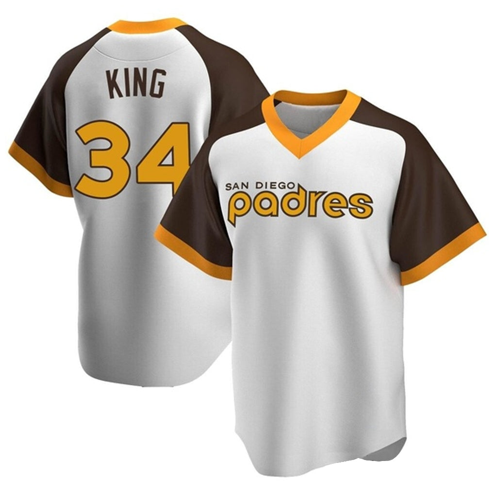 S.Diego Padres #34 Michael King Player White Home Cooperstown Collection Replica Game Hdoa Stitched Jerseys