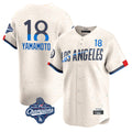 LA.Dodgers #18 Yoshinobu Yamamoto Player Cream World Series Meet City Connect Limited Home Hdoa Stitched Jerseys