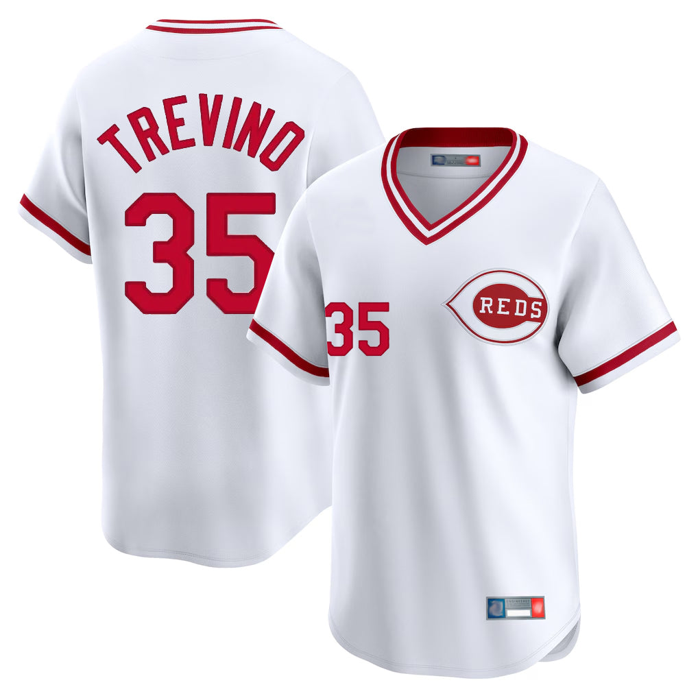 C.Reds #35 Jose Trevino Player White Cooperstown Collection Limited T-shirt Home Hdoa Stitched Jerseys