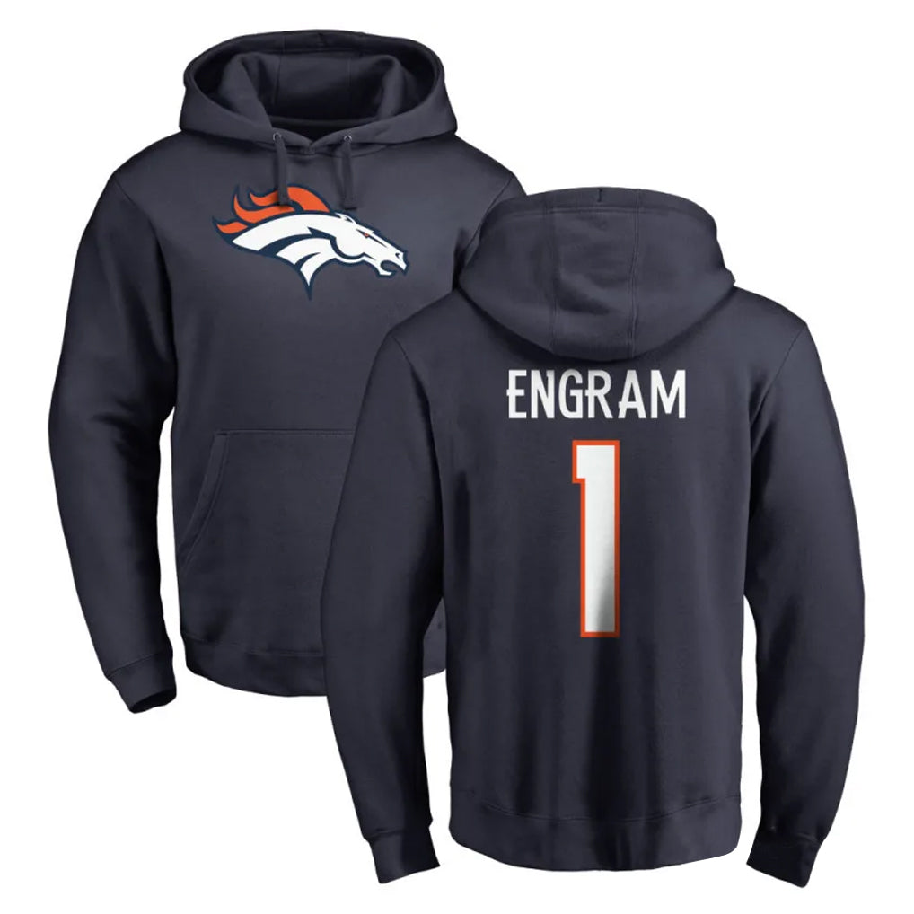 D.Broncos #1 Evan Engram Player Navy Pullover Hoodie Limited Hdoa Stitched Jerseys