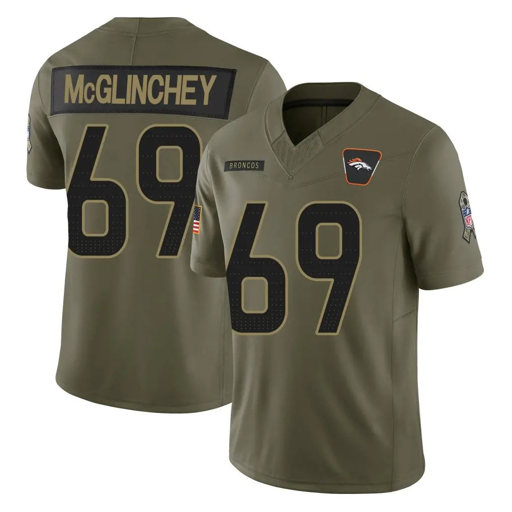 D.Broncos #69 Mike McGlinchey Player Olive 2025 Salute To Service Limited Home Game Hdoa Stitched Jerseys