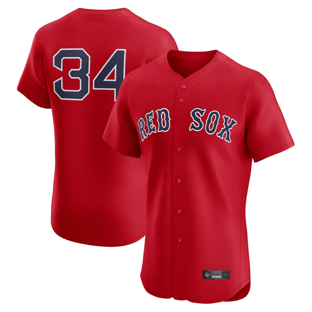 B.Red Sox #34 David Ortiz Player Red Limited Elite Home Game Hdoa Stitched Jerseys