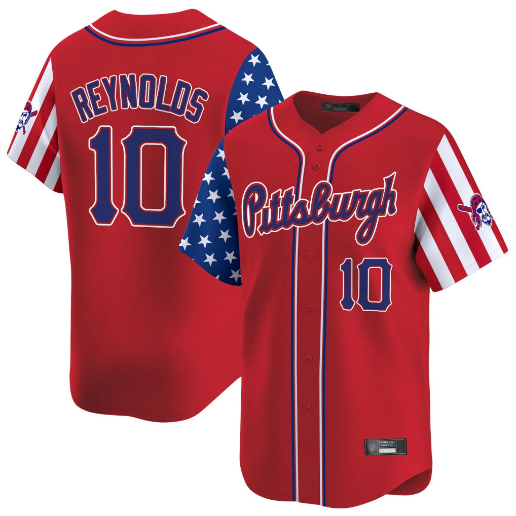P.Pirates #10 Bryan Reynolds Player Red 2025 Independence Day Vapor Premier Limited Hdoa Stitched Jerseys