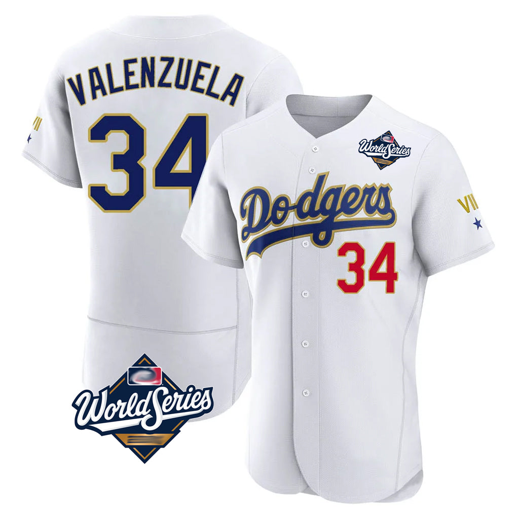 LA.Dodgers #34 Fernando Valenzuela Player Gold White World Series 2026 Collection Stadium Limited Elite Hdoa Stitched Jerseys