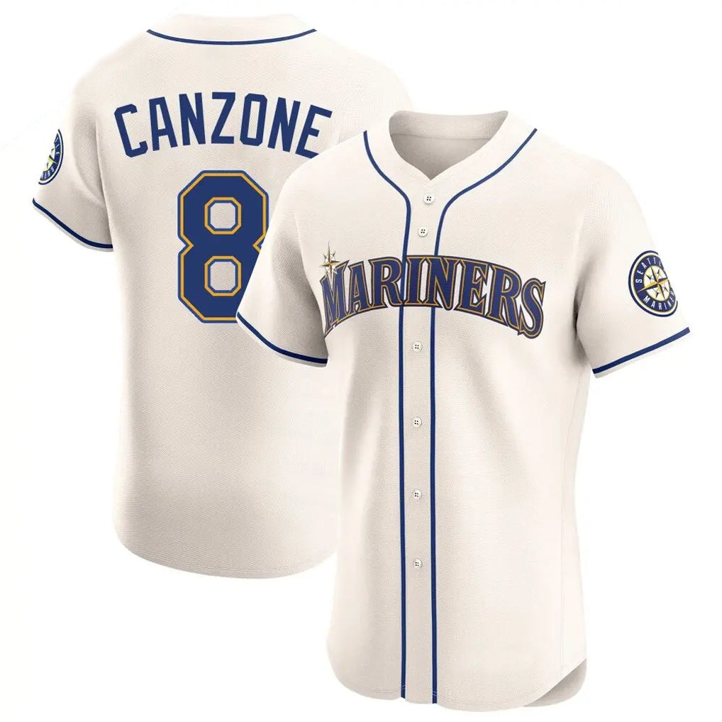 S.Mariners #8 Dominic Canzone Player Cream Home Limited Elite Hdoa Stitched Jerseys