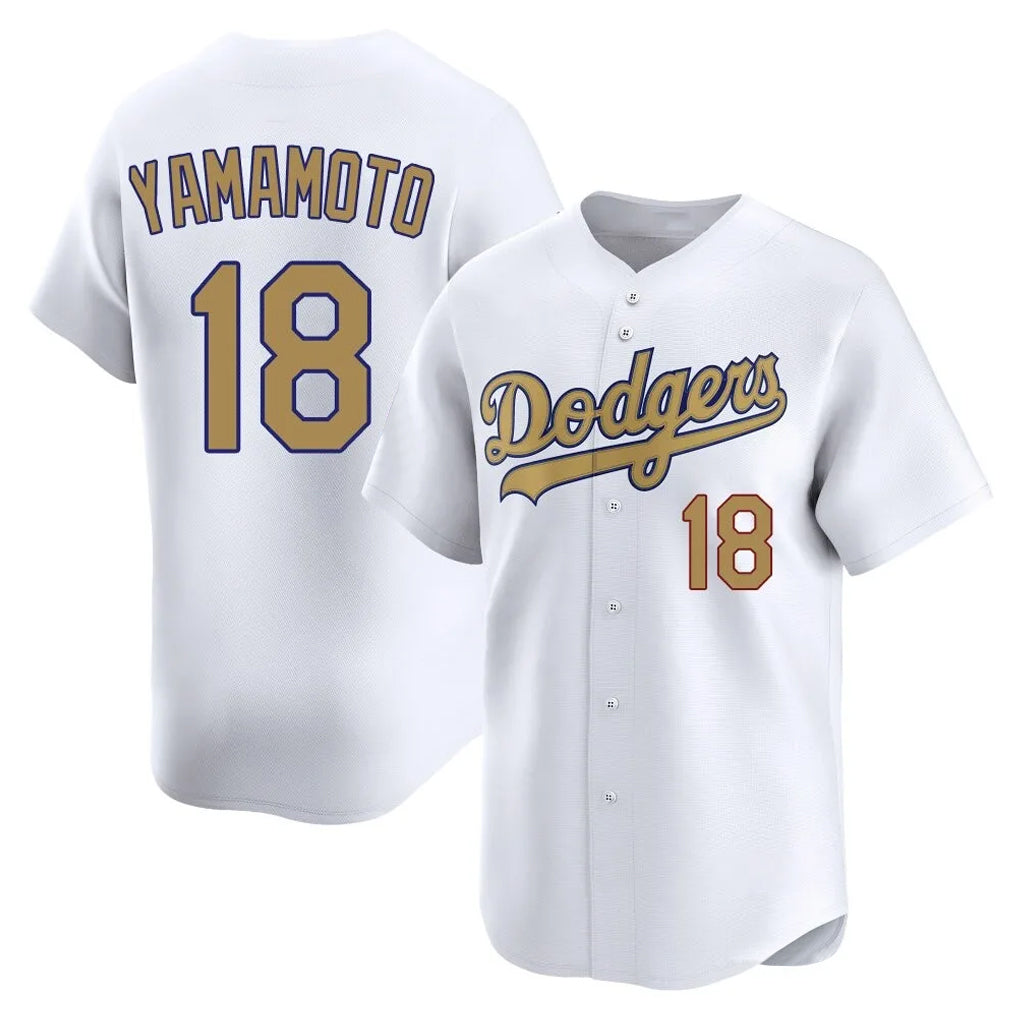 LA.Dodgers #18 Yoshinobu Yamamoto Player Gold Collection Limited Home Hdoa Stitched Jerseys
