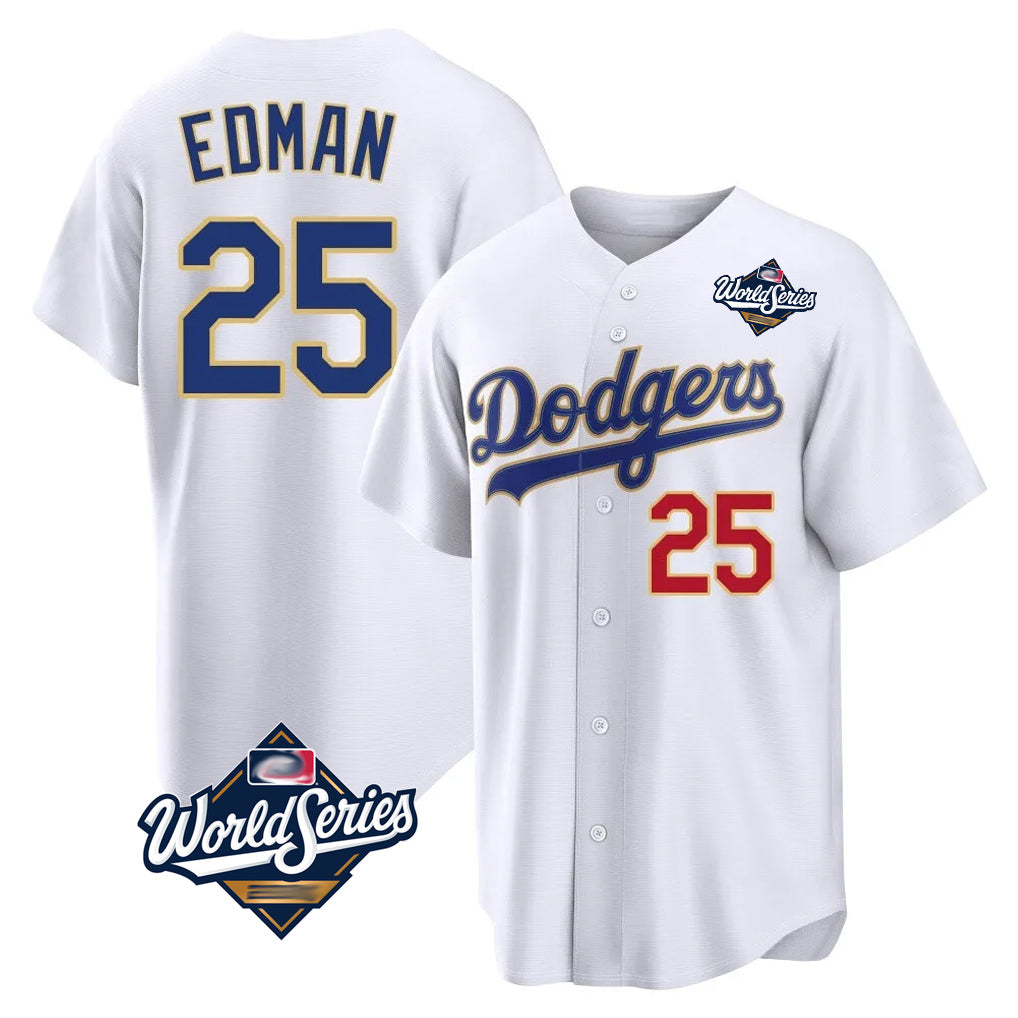 LA.Dodgers #25 Tommy Edman Player Gold White World Series 2026 Collection Stadium Limited Hdoa Stitched Jerseys
