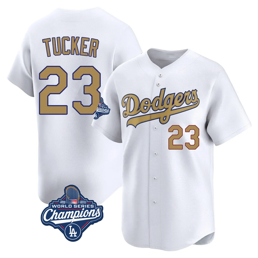 LA.Dodgers #23 Kyle Tucker Player Gold World Series Meet Collection Limited Home Hdoa Stitched Jerseys