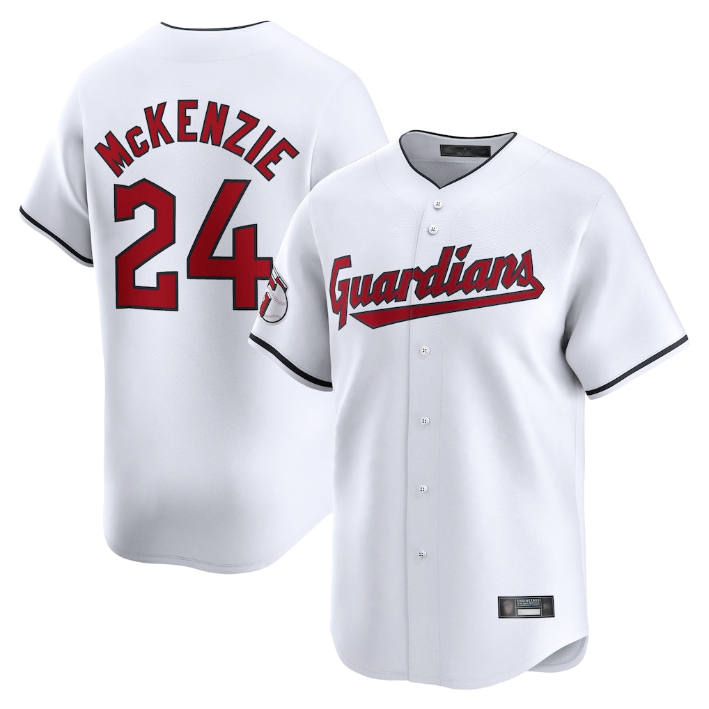 C.Guardians #24 Triston McKenzie Player White Limited Home Hdoa Stitched Jerseys