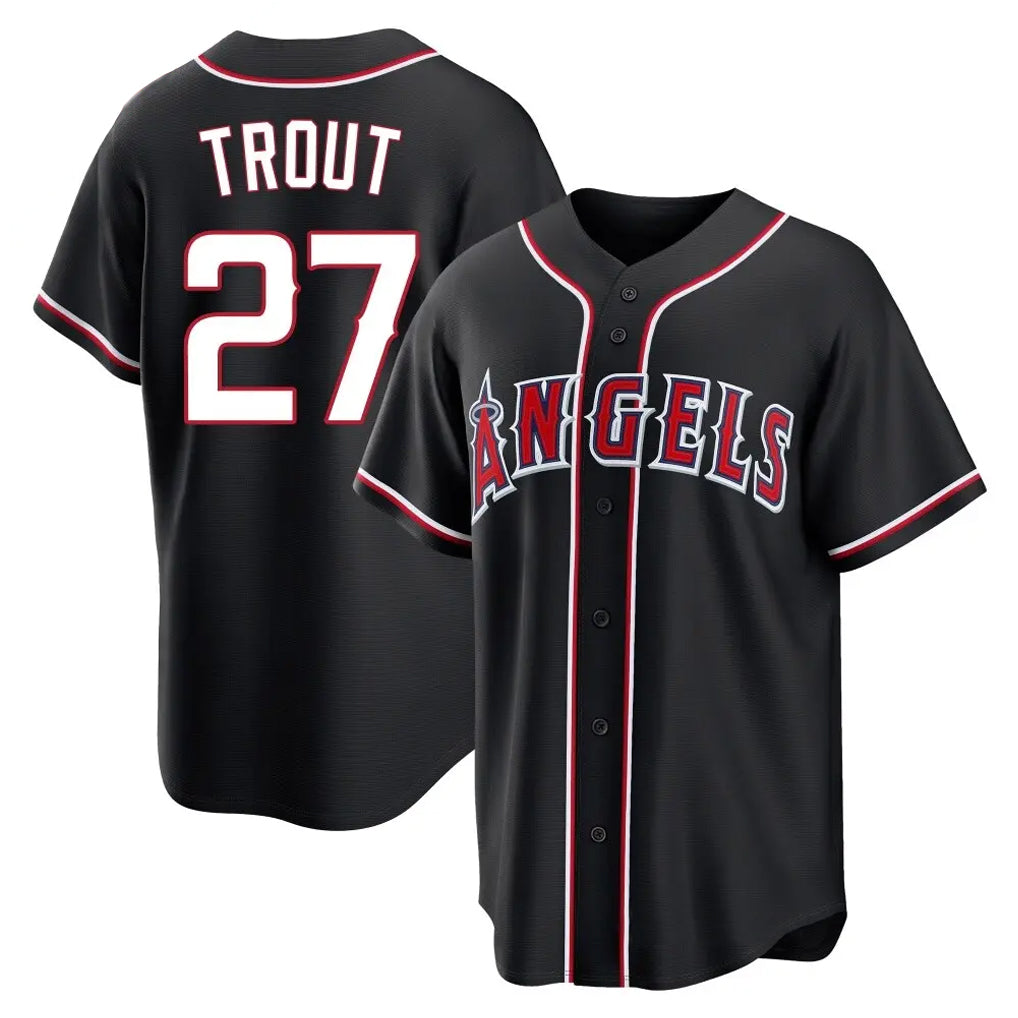 LA.Angels #27 Mike Trout Player Black Fashion Out Home Game Hdoa Stitched Jerseys