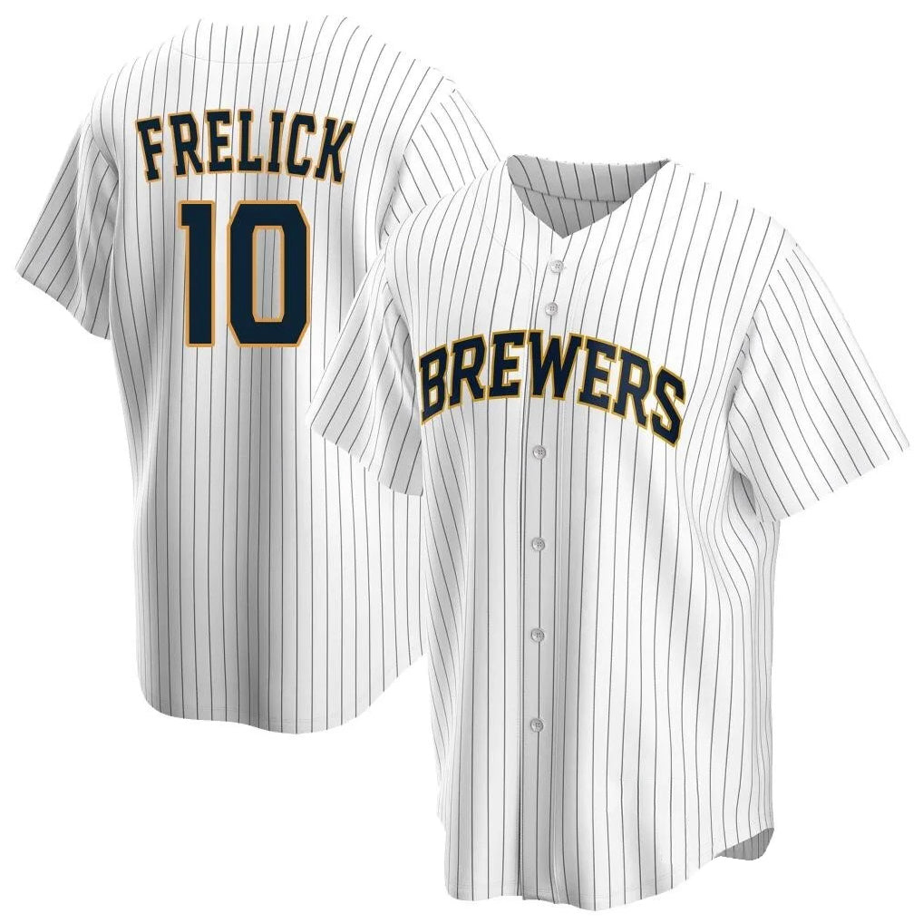M.Brewers #10 Sal Frelick Player White Home Game Hdoa Stitched Jerseys