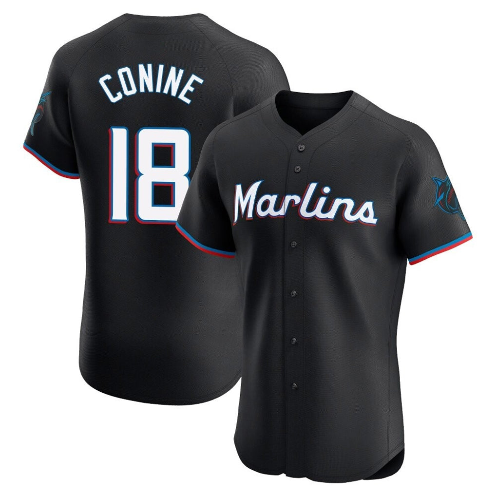 M.Marlins #18 Griffin Conine Player Black Vapor Home Limited Elite Hdoa Stitched Jerseys