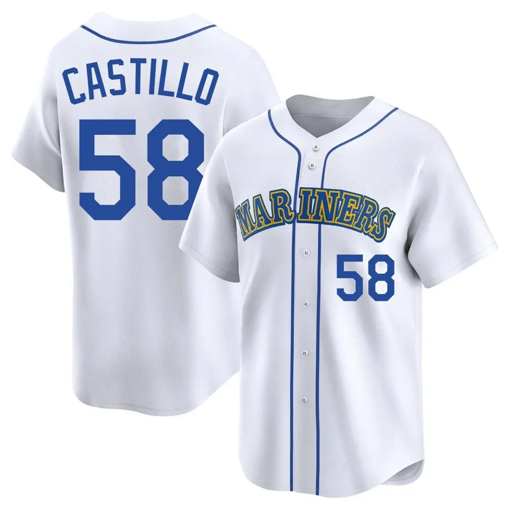 S.Mariners #58 Luis Castillo Player White Throwback Cooperstown Collection Limited Game Hdoa Stitched Jerseys