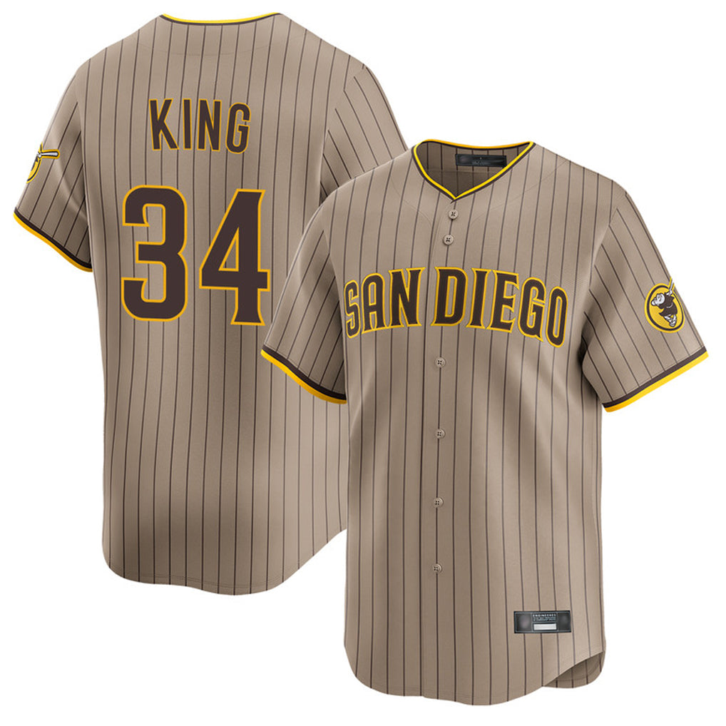 S.Diego Padres #34 Michael King Player Khaki Home Limited Hdoa Stitched Jerseys