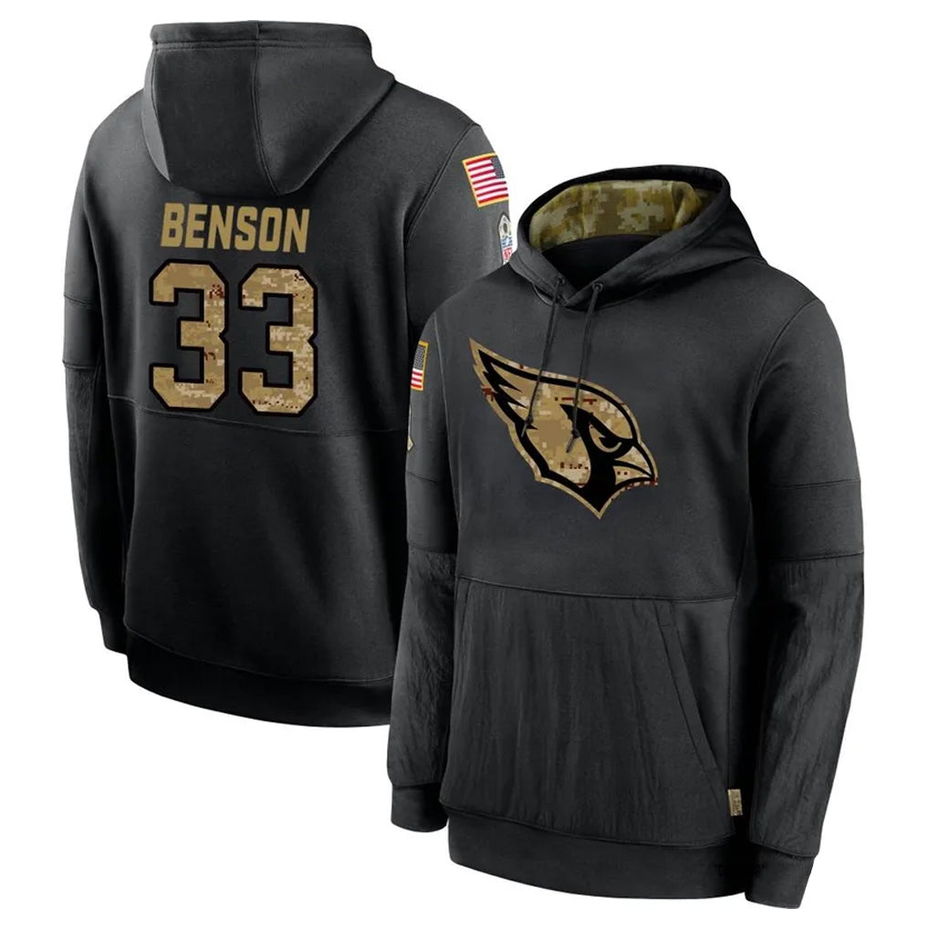 A.Cardinals #33 Trey Benson Player Black Salute to Service Hoodies Hdoa Stitched Jerseys