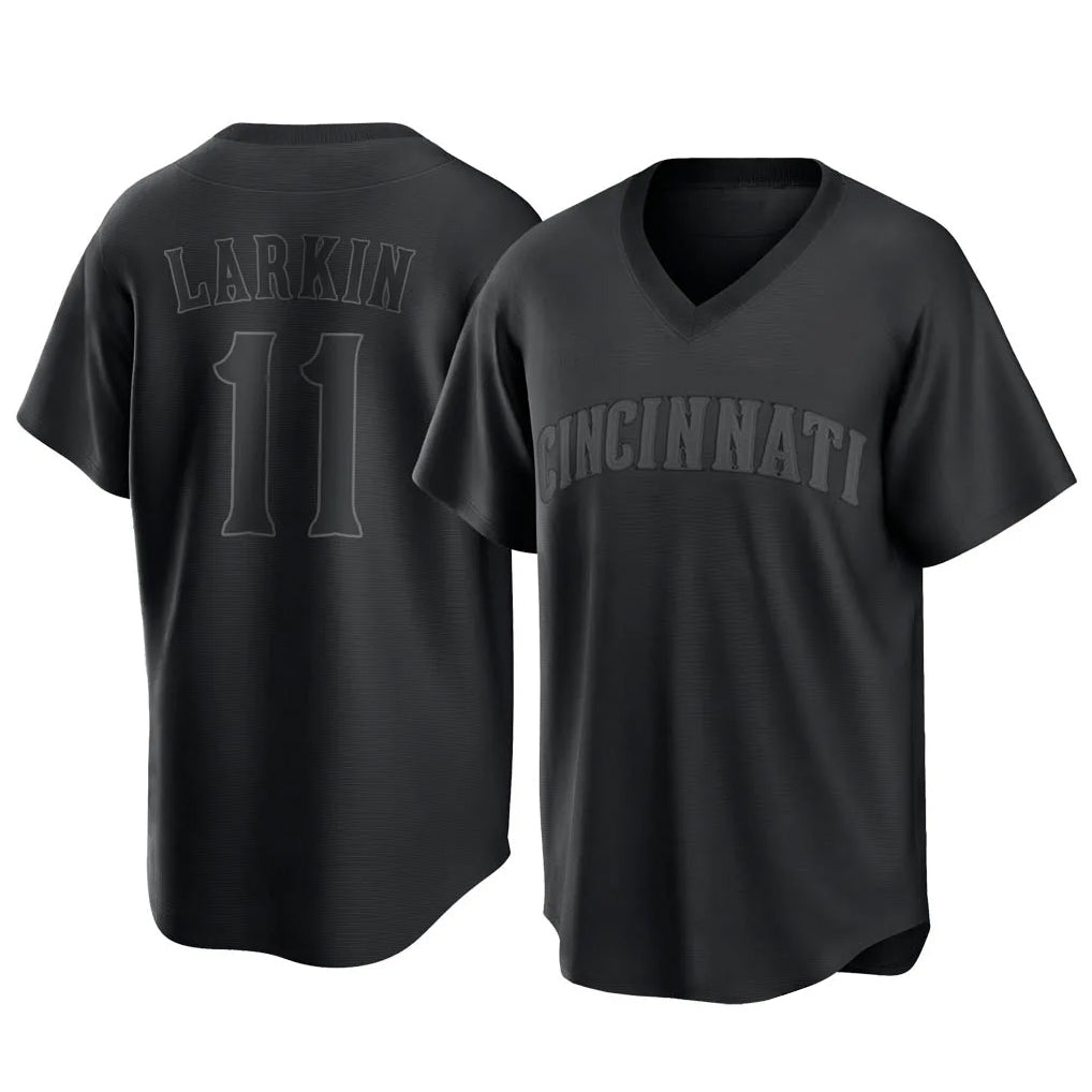 C.Reds #11 Barry Larkin Player Black T-shirt Game Home Hdoa Stitched Jerseys