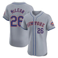 NY.Mets #26 Nolan McLean Player Gray Road Limited Elite Home Hdoa Stitched Jerseys