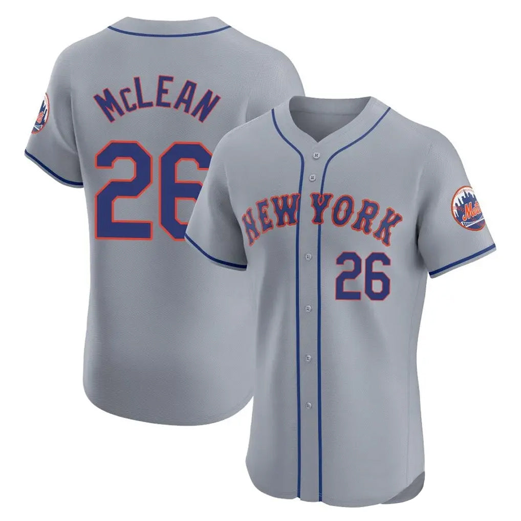 NY.Mets #26 Nolan McLean Player Gray Road Limited Elite Home Hdoa Stitched Jerseys