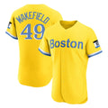 B.Red Sox #49 Tim Wakefield Player Yellow Limited Elite Home Game Hdoa Stitched Jerseys
