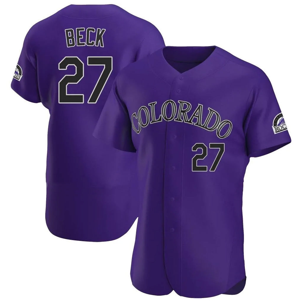 C.Rockies #27 Jordan Beck Player Purple Limited Elite Home Hdoa Stitched Jerseys