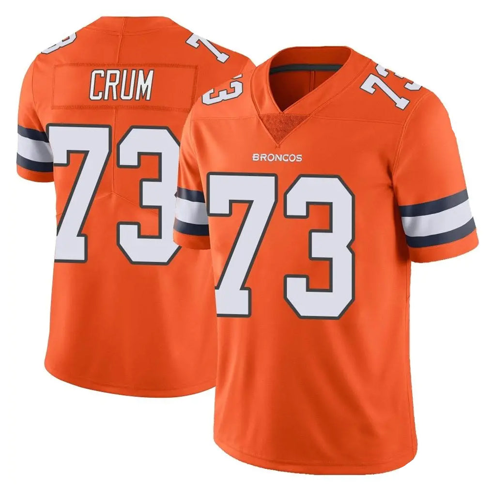 D.Broncos #73 Frank Crum Player Orange Vapor Untouchable Limited Home Game Hdoa Stitched Jerseys