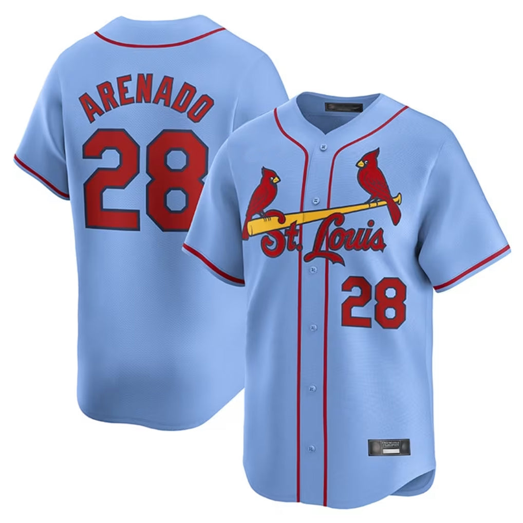 St. Louis Cardinals #28 Nolan Arenado Player Light Blue Home Limited Hdoa Stitched Jerseys
