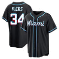 M.Marlins #34 Liam Hicks Player Black Fashion Out Home Game Hdoa Stitched Jerseys