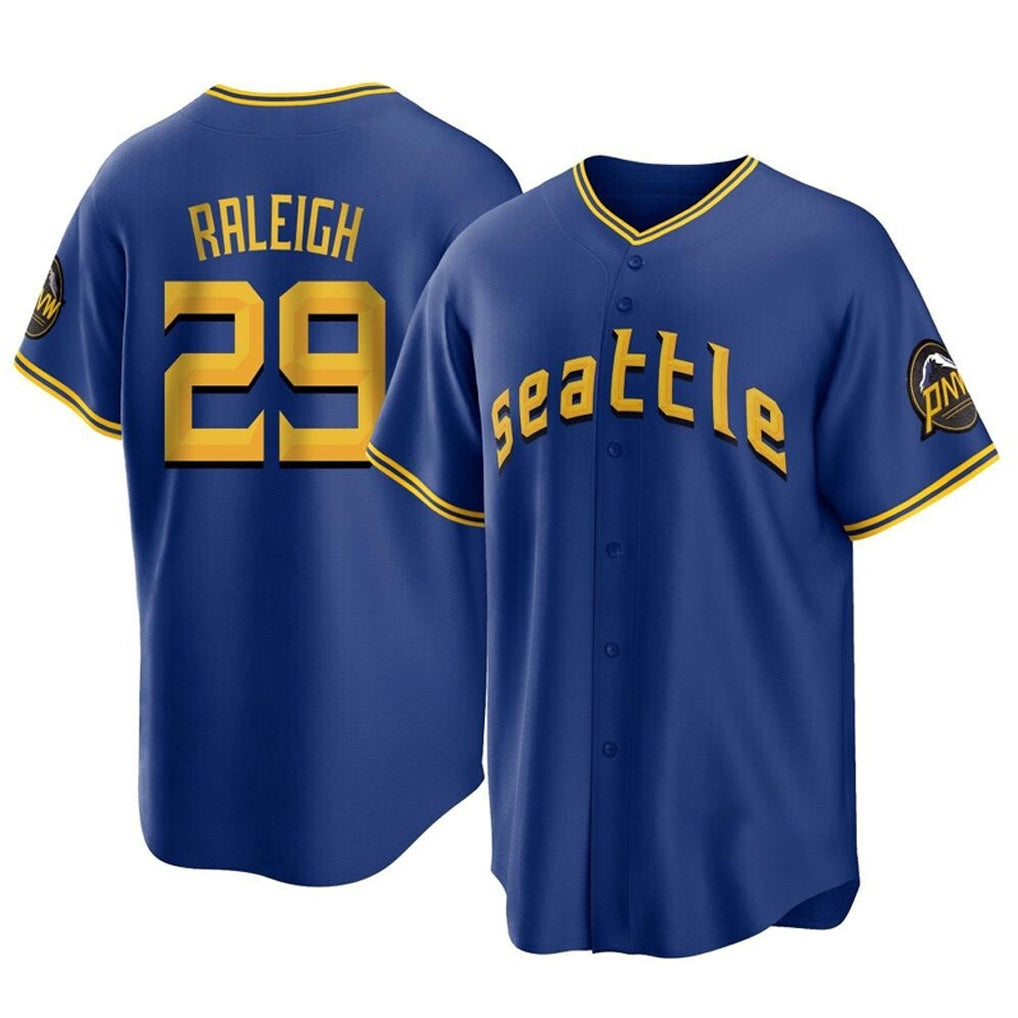 S.Mariners #29 Cal Raleigh Player Royal City Connect Home Game Hdoa Stitched Jerseys