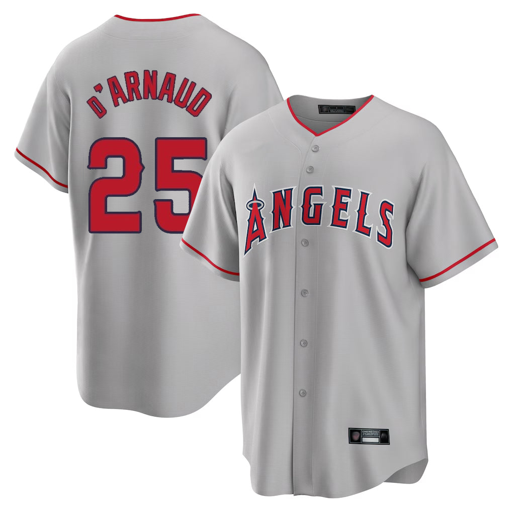 LA.Angels #25 Travis d'Arnaud Player Gray Home Game Hdoa Stitched Jerseys