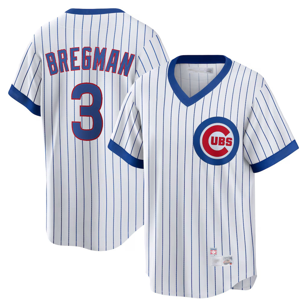 C.Cubs #3 Alex Bregman Player White T-shirt Cooperstown Collection Limited Hdoa Stitched Jerseys