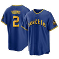 S.Mariners #2 Cole Young Player Royal City Connect Home Game Hdoa Stitched Jerseys