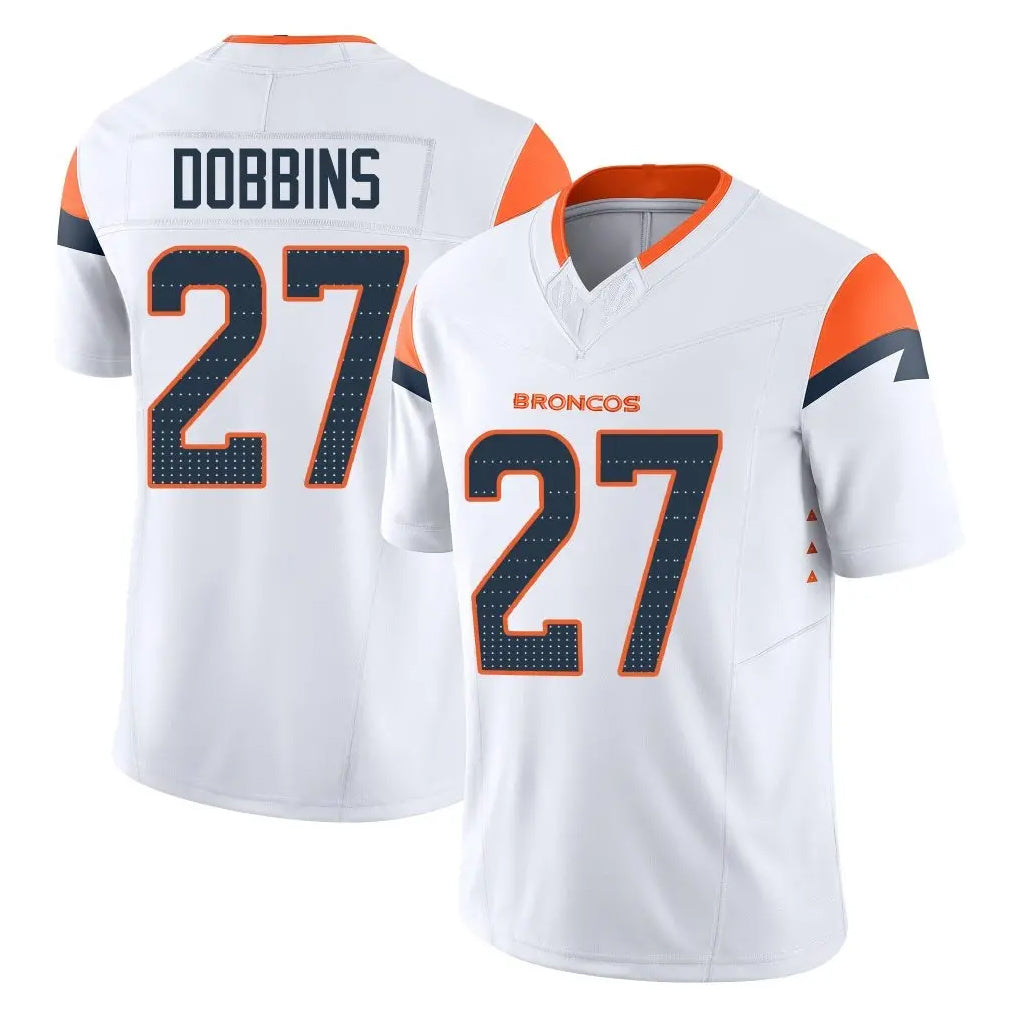D.Broncos #27 J.K. Dobbins Player White Limited Vapor F.U.S.E. Home Game Hdoa Stitched Jerseys