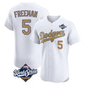 LA.Dodgers #5 Freddie Freeman Player Gold World Series Limited Elite Home Hdoa Stitched Jerseys