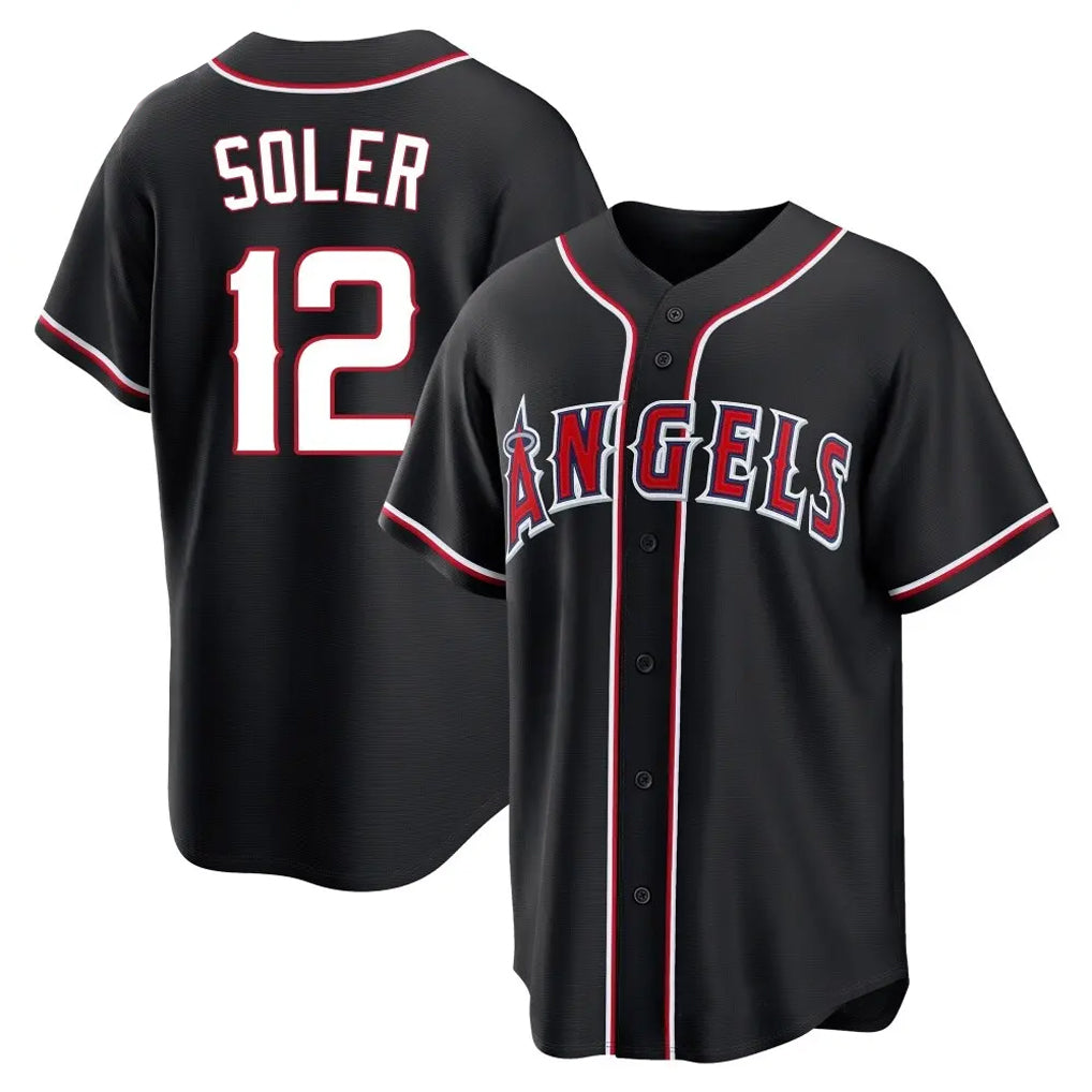 LA.Angels #12 Jorge Soler Player Black Fashion Out Home Game Hdoa Stitched Jerseys