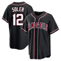 LA.Angels #12 Jorge Soler Player Black Fashion Out Home Game Hdoa Stitched Jerseys