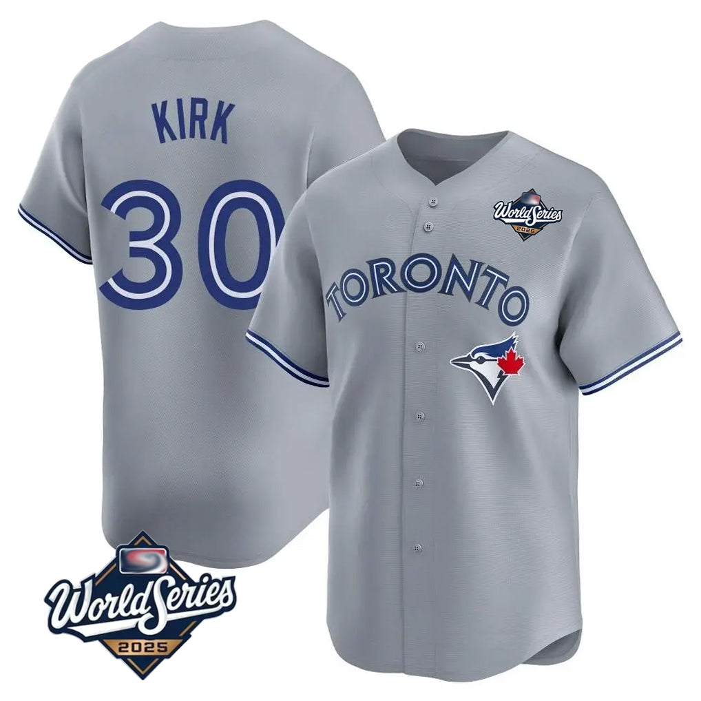 T.Blue Jays #30 Alejandro Kirk Player Gray&Blue 2025 World Series Limited Hdoa Stitched Jerseys