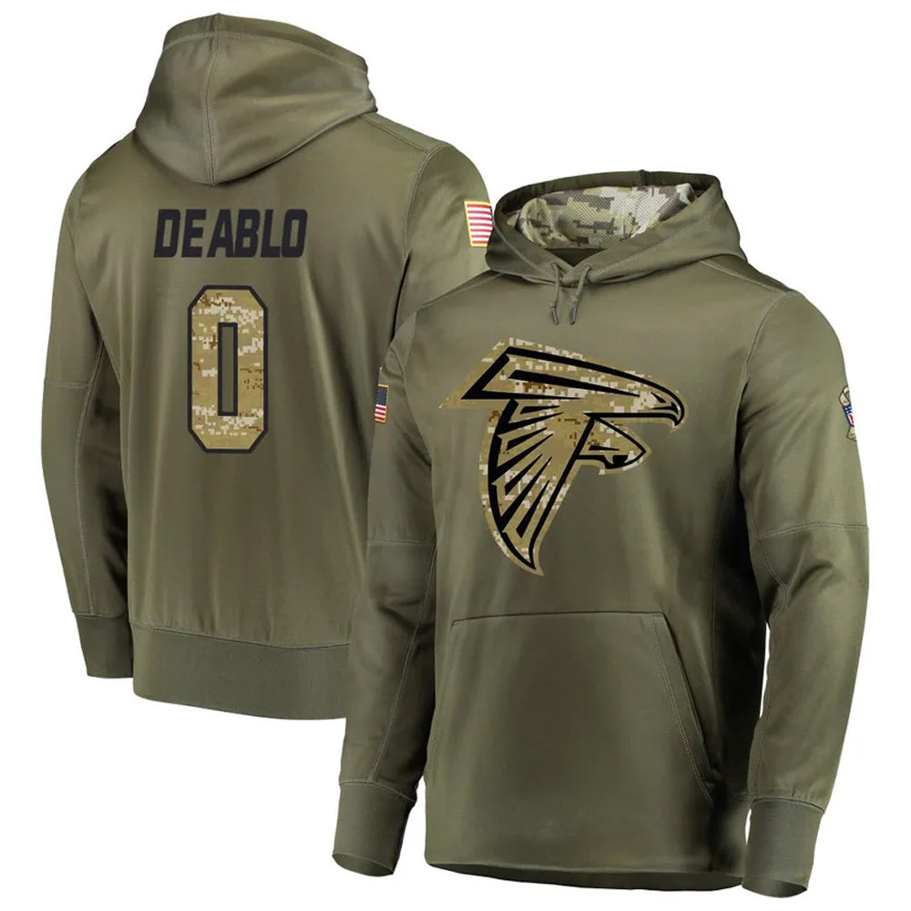 A.Falcons #0 Divine Deablo Player Olive Salute to Service Hoodies Hdoa Stitched Jerseys