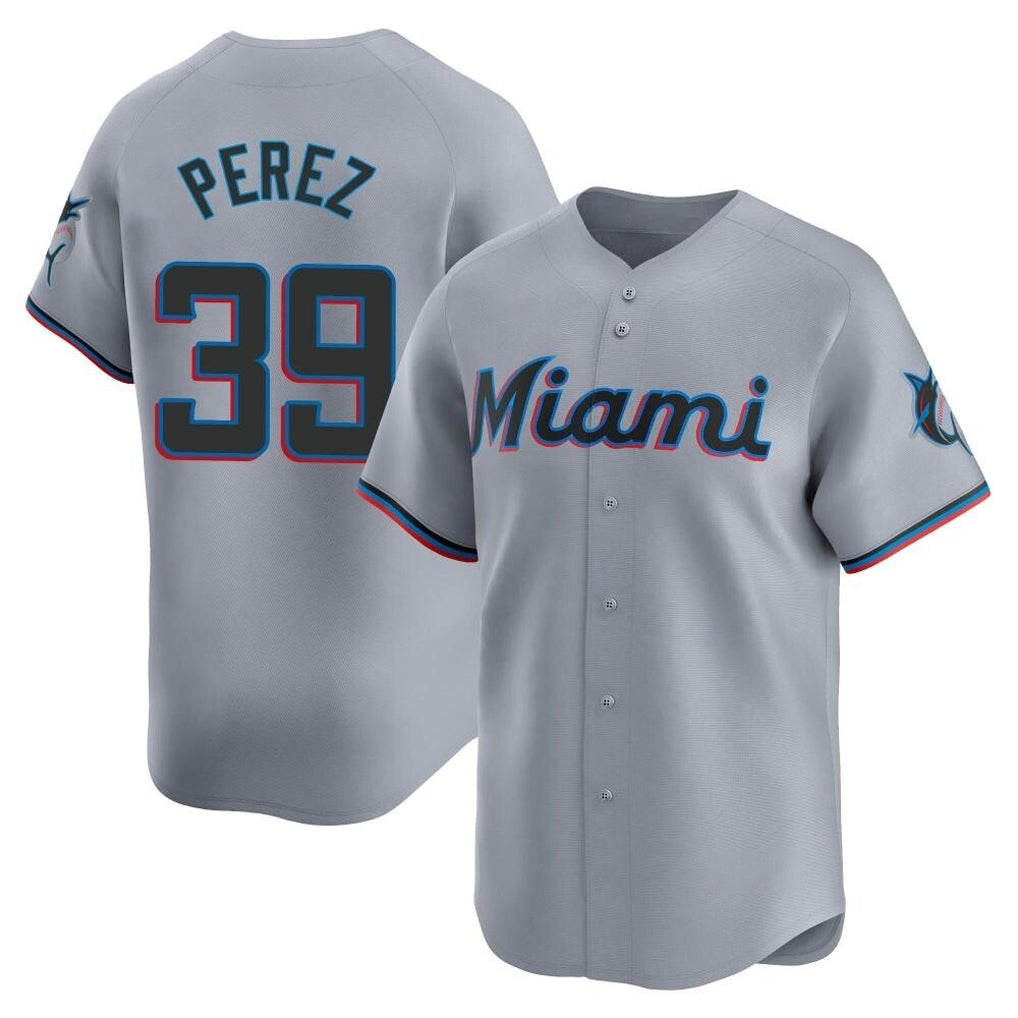 M.Marlins #39 Eury Perez Player Gray Home Limited Hdoa Stitched Jerseys