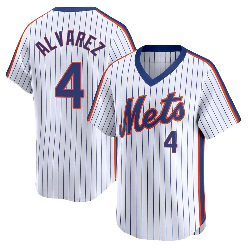 NY.Mets #4 Francisco Alvarez Player White Cooperstown Collection T-shirt Game Hdoa Stitched Jerseys