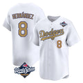 LA.Dodgers #8 Enrique Hern¨¢ndez Player Gold World Series Collection Limited Home Hdoa Stitched Jerseys