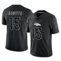 D.Broncos #15 Nik Bonitto Player Black Reflective Limited Hdoa Stitched Jerseys