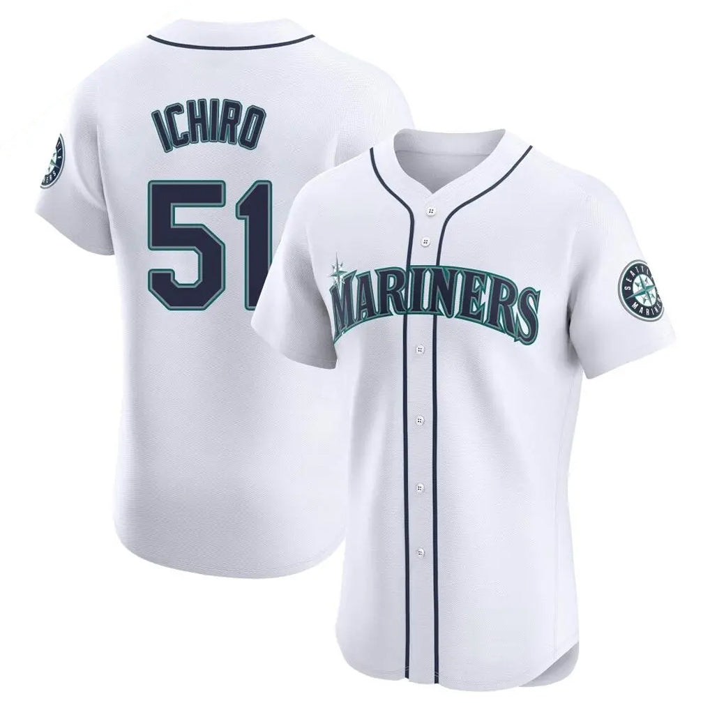 S.Mariners #51 Ichiro Suzuki Player White Home Limited Elite Hdoa Stitched Jerseys