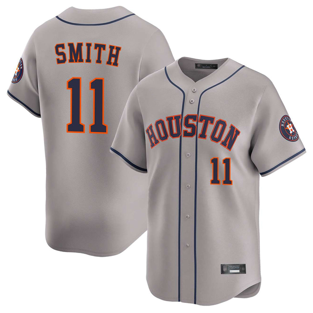 H.Astros #11 Cam Smith Player Gray Home Limited Hdoa Stitched Jerseys