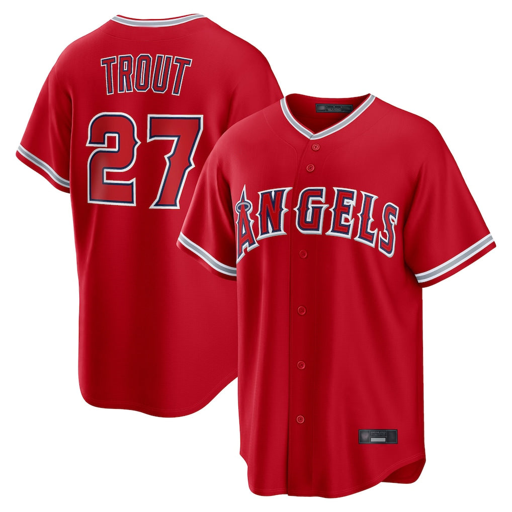LA.Angels #27 Mike Trout Player Red Home Game Hdoa Stitched Jerseys