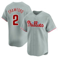 P.Phillies #2 Justin Crawford Player Gray Home Limited Hdoa Stitched Jerseys