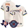 H.Astros #3 Jeremy Pena Player Cream City Connect Texas Patch Vapor Premier Limited Home Hdoa Stitched Jerseys