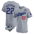 LA.Dodgers #22 Clayton Kershaw Player Gray World Series Limited Elite Home Hdoa Stitched Jerseys