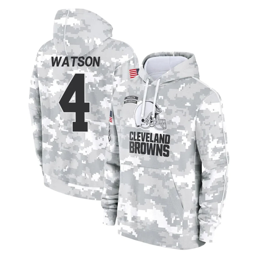 C.Browns #4 Deshaun Watson Player Arctic Camo Salute to Service Hoodies Limited Game Hdoa Stitched Jerseys