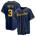 M.Brewers #3 Joey Ortiz Player Navy Home Game Hdoa Stitched Jerseys