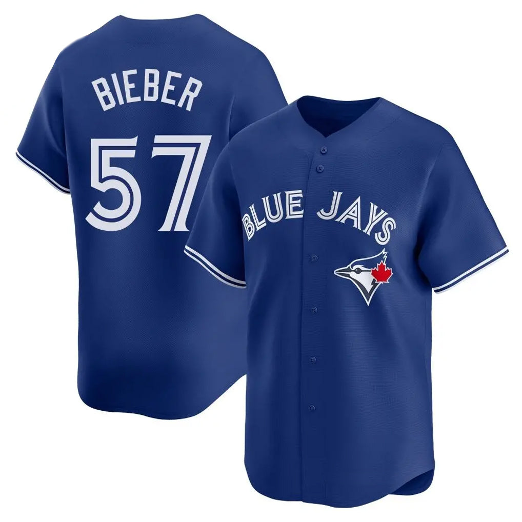 T.Blue Jays #57 Shane Bieber Player Royal Home Hdoa Stitched Jerseys